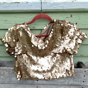 Champagne Sequin Crop Top